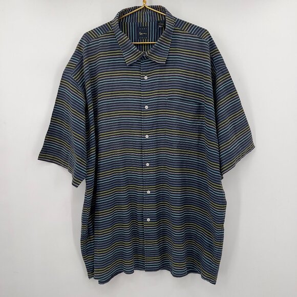 Kani Gold  Big & Tall Blue Multicolor Stripe Button-Up Shirt Men’s Size 5X - Picture 1 of 10